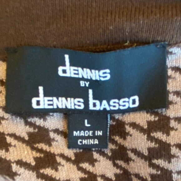 Dennis Basso Houndstooth Cardigan Brown Long Dark Academia Preppy Old Money-L - Picture 10 of 13
